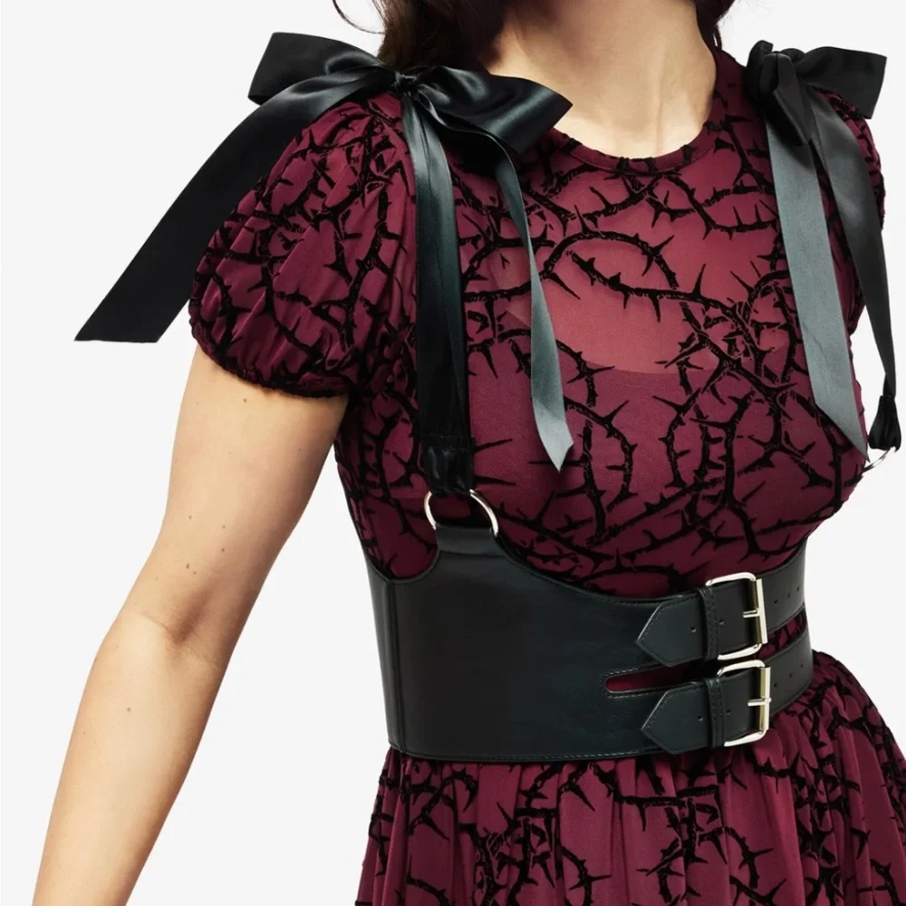 Disturbia Black Double Buckle Ribbon Harness - Picture 1 of 3